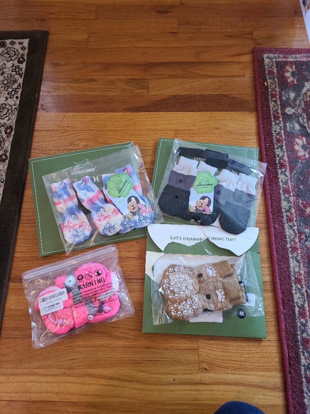 EXPAWLORER 3 Sets of NEW Anti-Slip Dog Socks Size-M & 1 Pink SZ 7 By Yaodhaod
